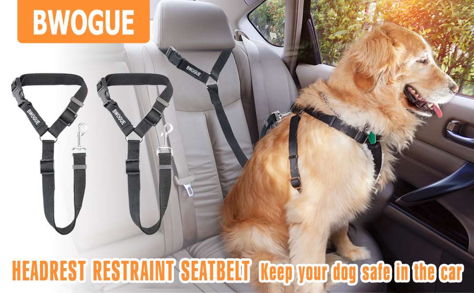 Pack 2 cinturones seguridad perro reposacabezas auto universal ajustable nylon negro arnes viaje