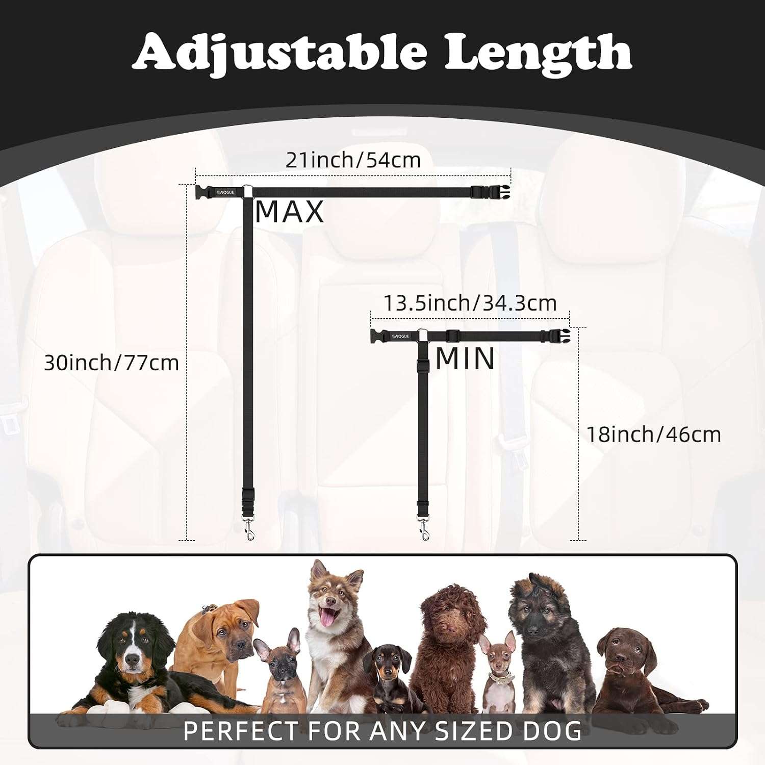 Pack 2 cinturones seguridad perro reposacabezas auto universal ajustable nylon negro arnes viaje