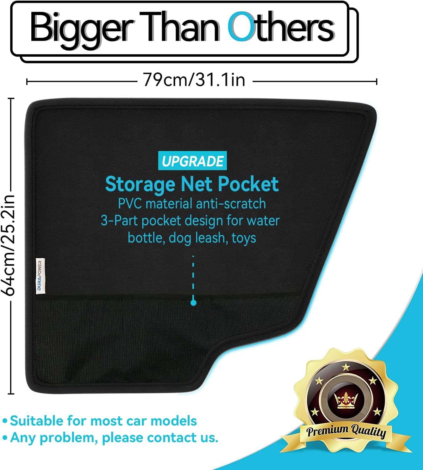Pack 2 protectores puerta auto perro anti rasguños 79x64 cm impermeable ventosas sin velcro bolsillos
