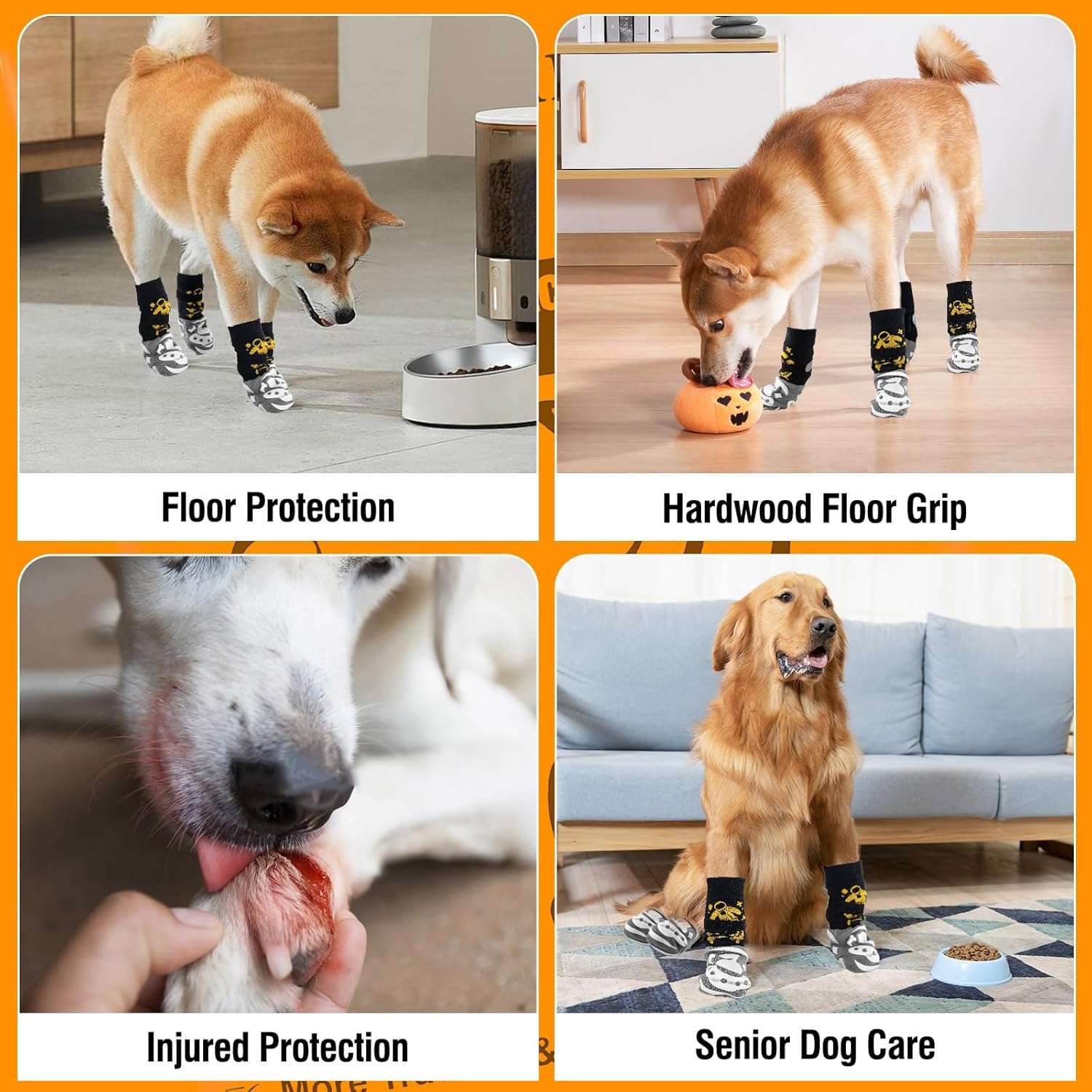 Pack 6 calcetines perro antideslizantes doble cara piso flotante correas reflectantes repuestos senior