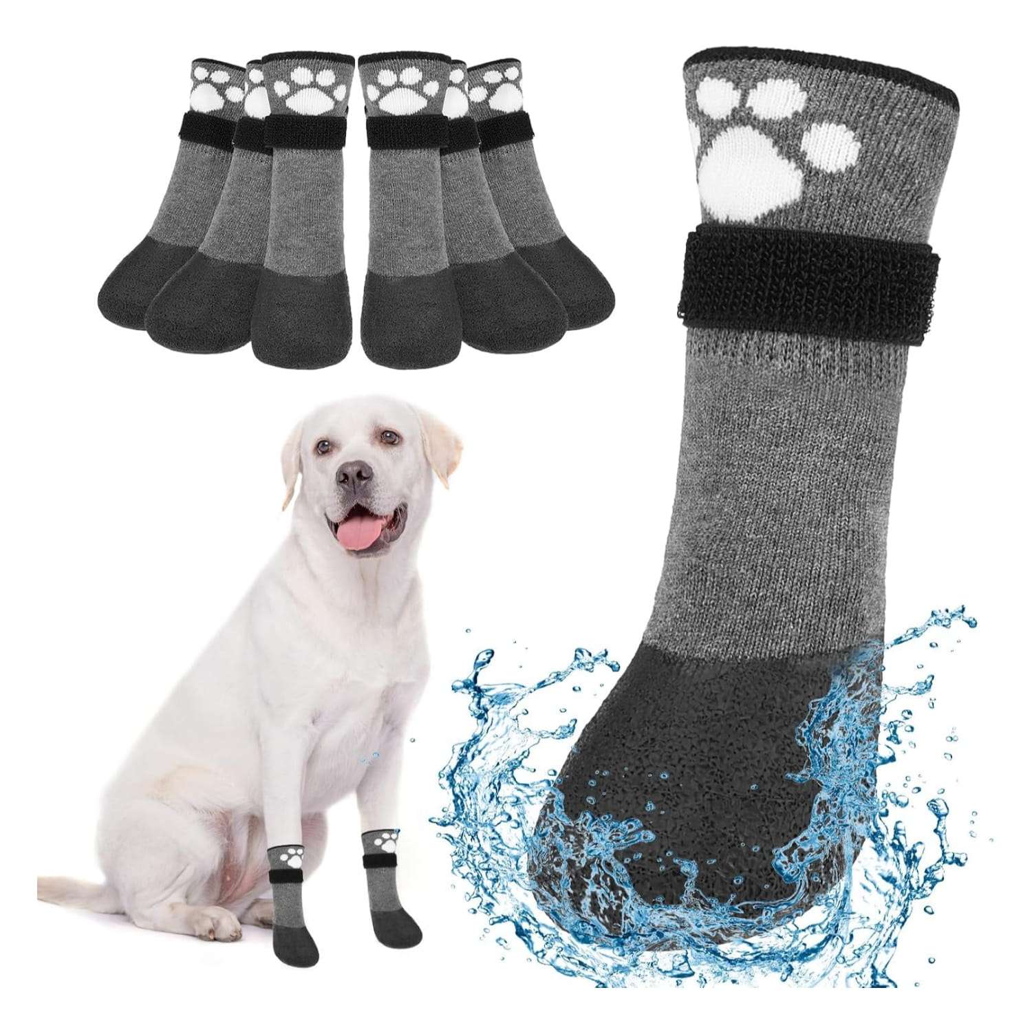 Pack 6 calcetines bota perro impermeable base goma pavimento caliente piso flotante anti lamido repuestos