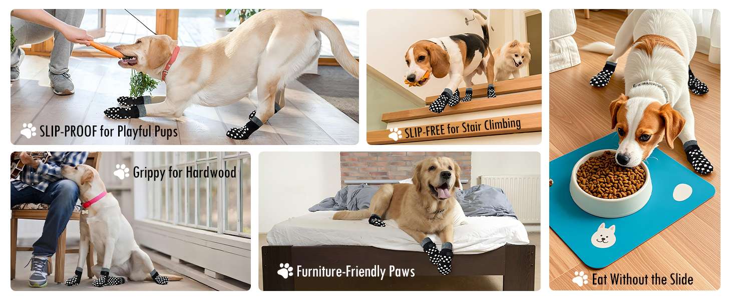 Pack 8 calcetines perro antideslizantes doble cara triple sujecion piso flotante senior reversibles