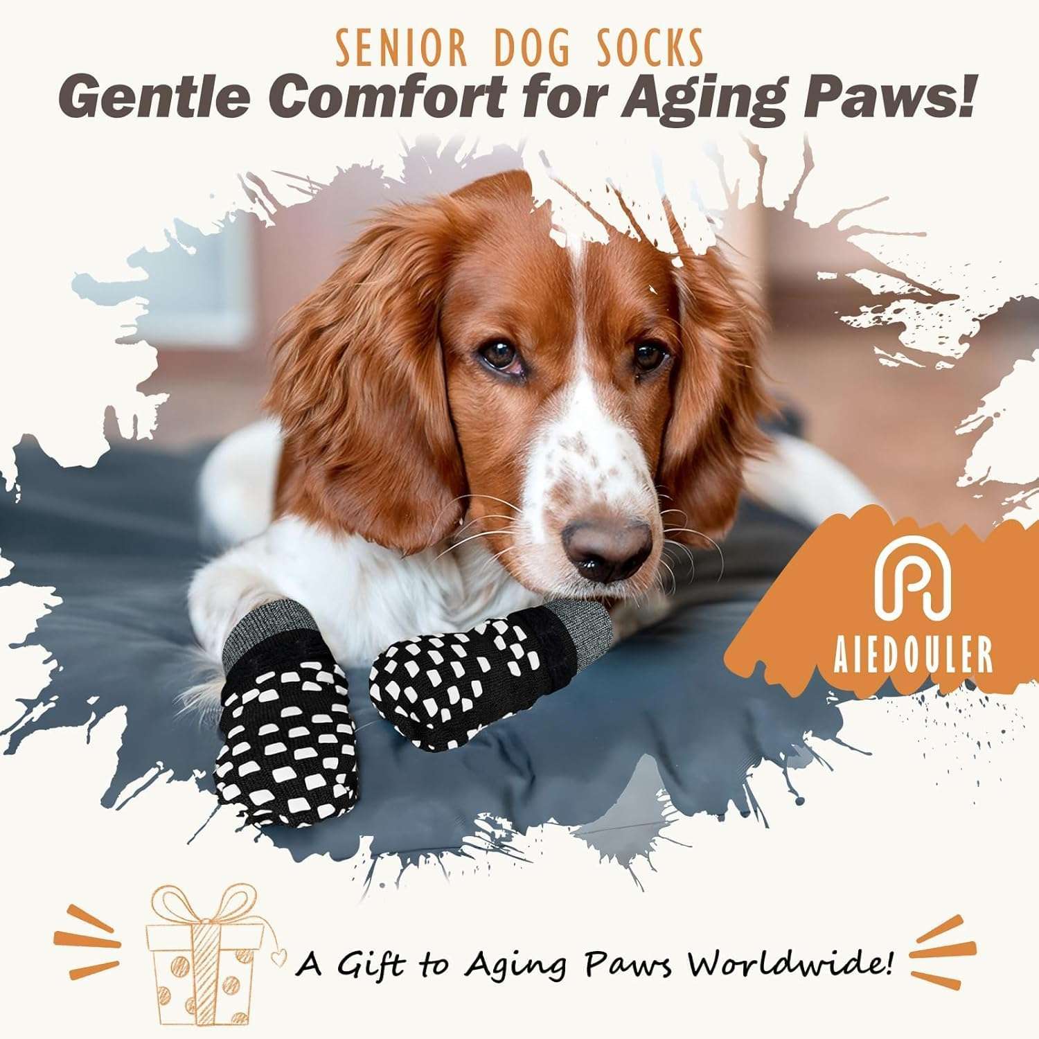 Pack 8 calcetines perro antideslizantes doble cara triple sujecion piso flotante senior reversibles