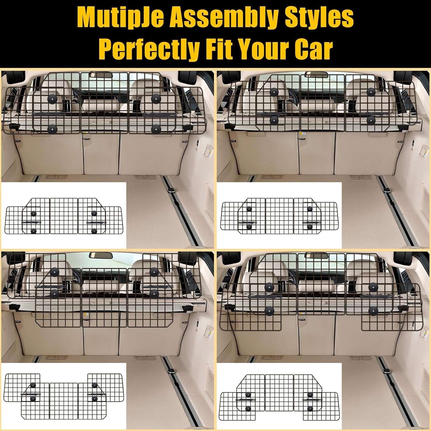 Rejilla separadora acero auto suv maletero perros mascotas barrera ajustable metalica anti escapes resistente