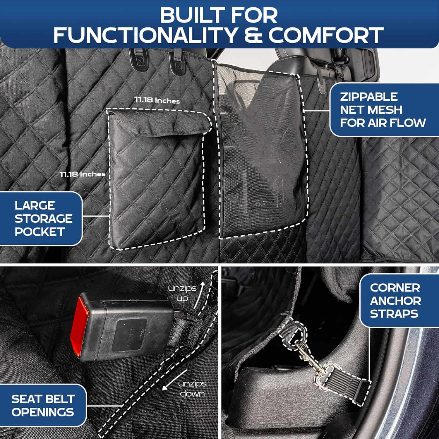 Cubre piso y puertas para perro camioneta F150 RAM Silverado doble cabina impermeable Shark Tank