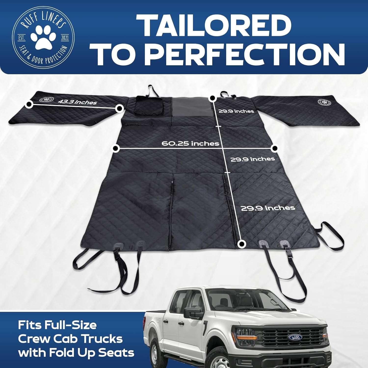 Cubre piso y puertas para perro camioneta F150 RAM Silverado doble cabina impermeable Shark Tank