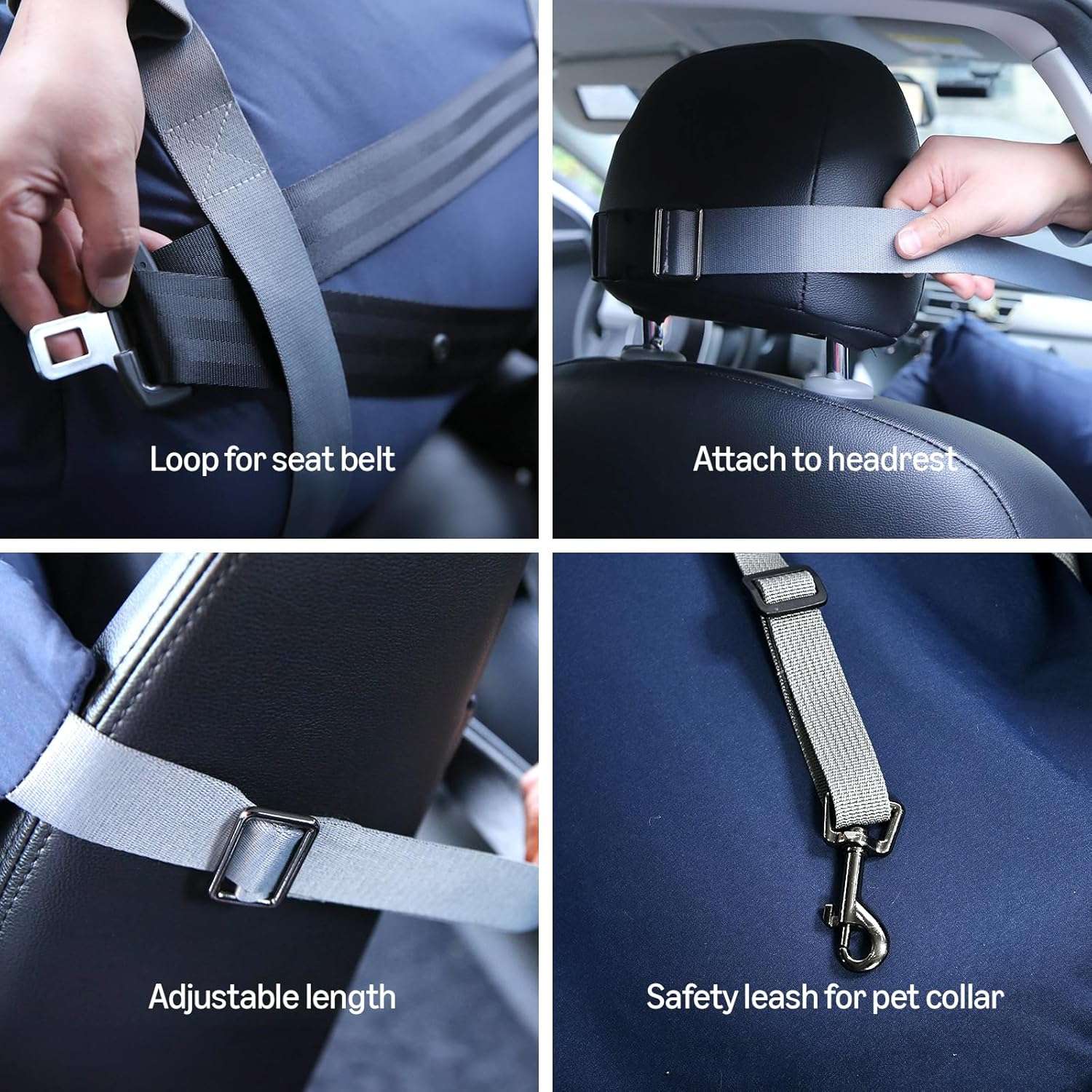 Silla auto perro elevada anti mareo 58x53 cm azul lavable bulldog frances pug mirar ventana