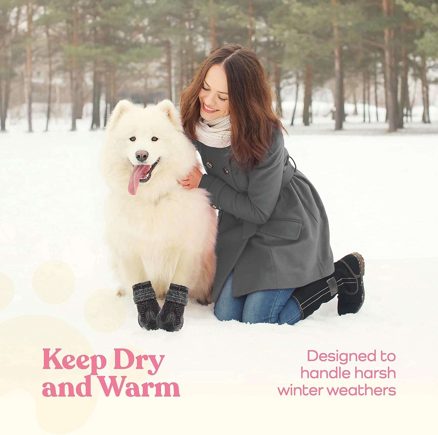 Zapatos impermeables perro cuero rosa suela gruesa pavimento caliente trekking doble correa