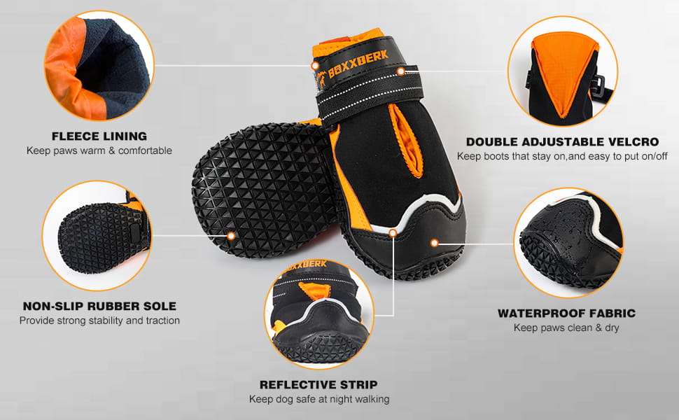 Zapatos perro grande impermeable trekking pavimento caliente nieve antideslizante reflectante pastor aleman