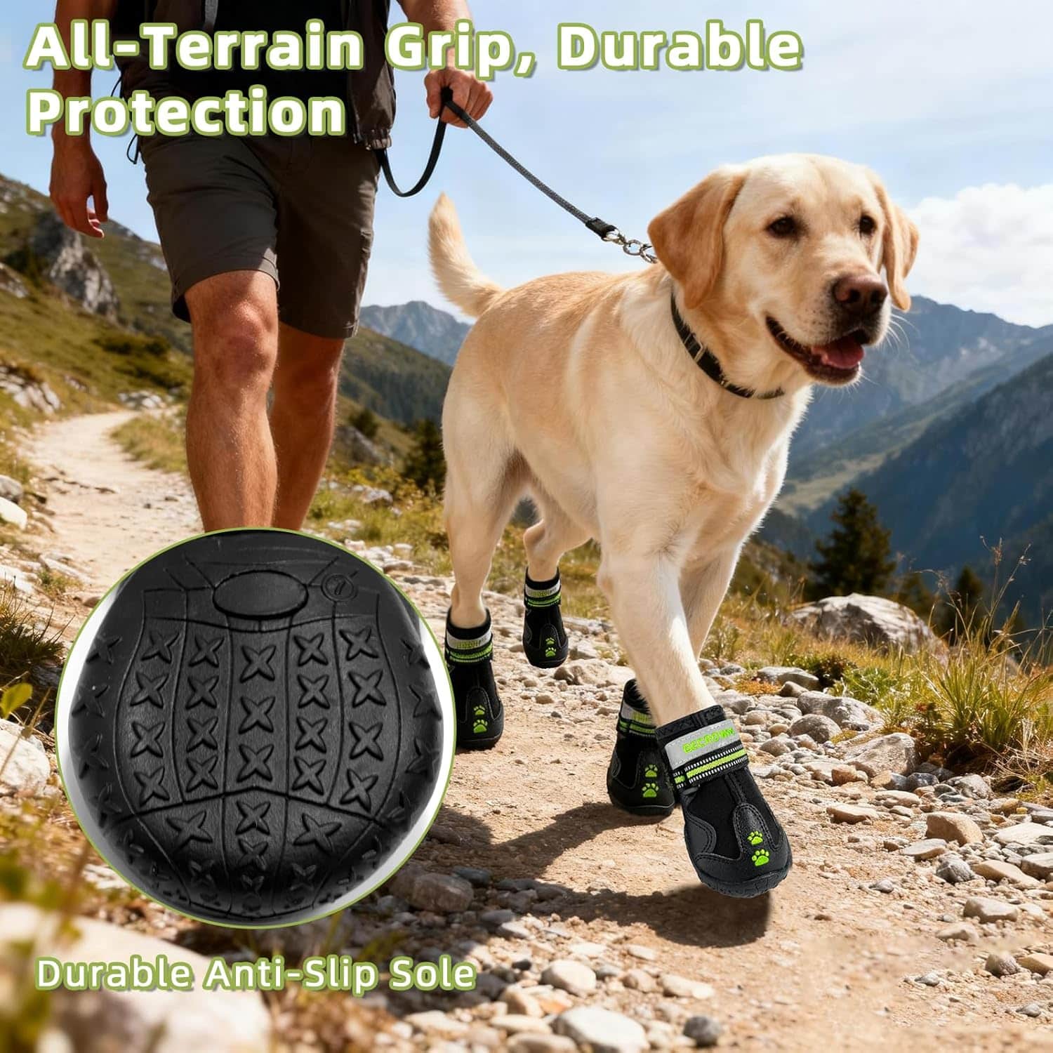 Zapatos perro impermeable todo terreno bordado huella pavimento caliente lluvia antideslizante reflectante