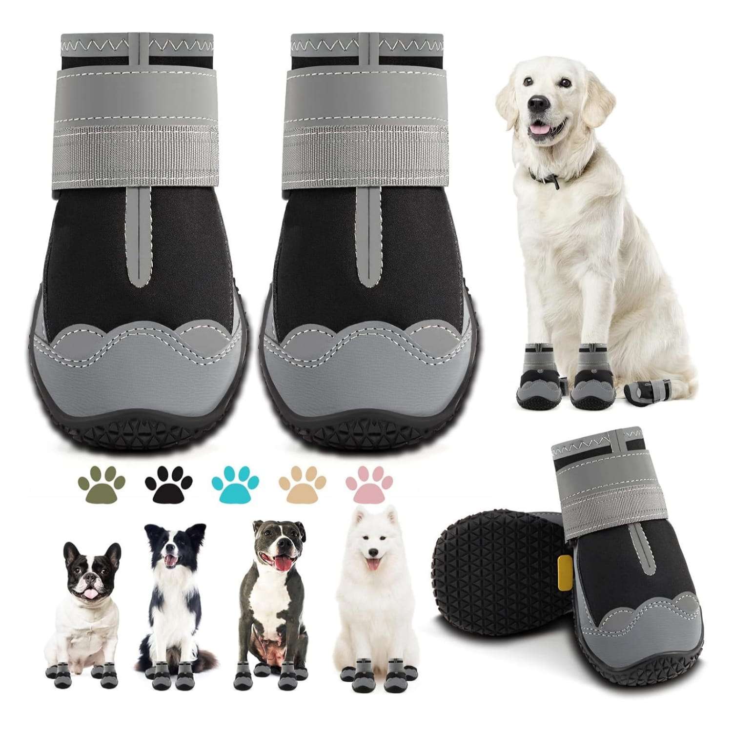 Zapatos perro grande trekking pavimento caliente nieve reflectantes antideslizante piso flotante ajustable