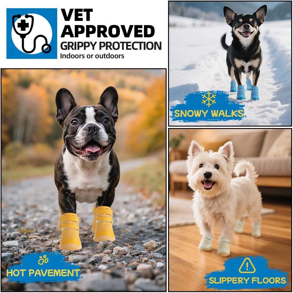 Zapatos para Perros Pequeños (Antideslizantes y Reflectantes) - Protección Pavimento Caliente y Frío (1 a 7 kg) - Imagen 5