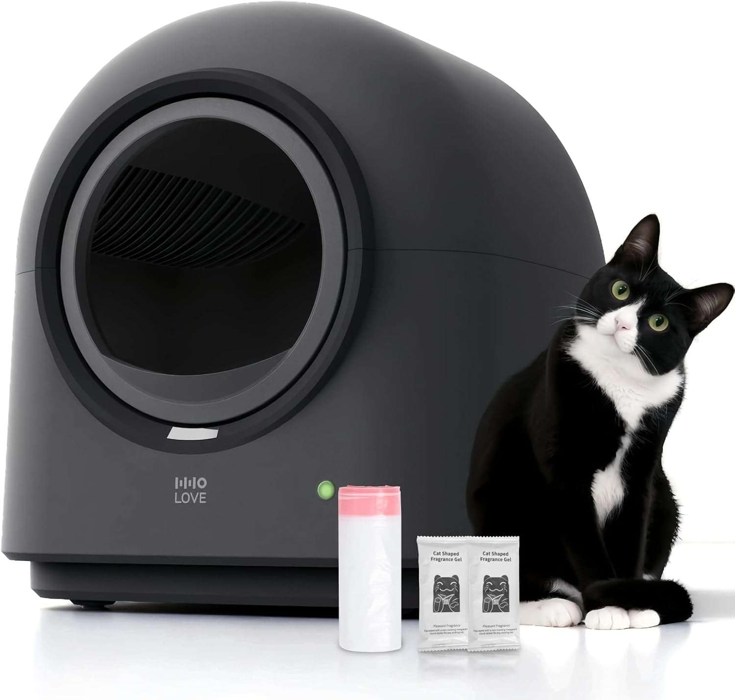 caja de arena autolimpiante inteligente para gatos con sistema anti pellizcos y desodorizador integrado