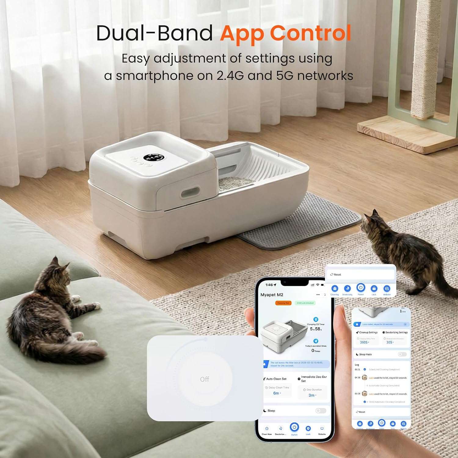 caja de arena autolimpiante abierta para gatos con rastrillo automático, sensores de seguridad y control por aplicación