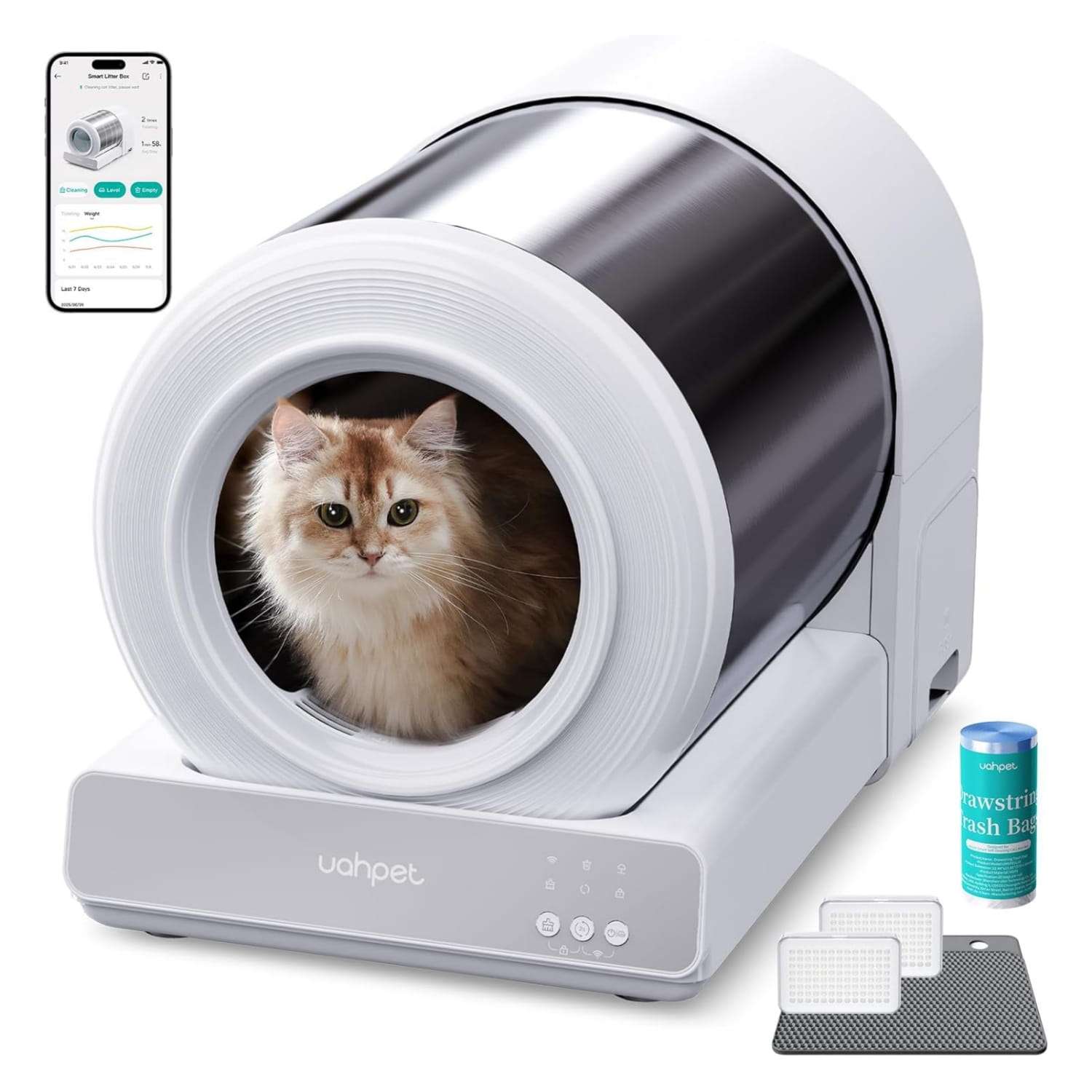baño automatico gatos acero inoxidable uahpet 71x43x48 centimetros entrada baja ideal para chile