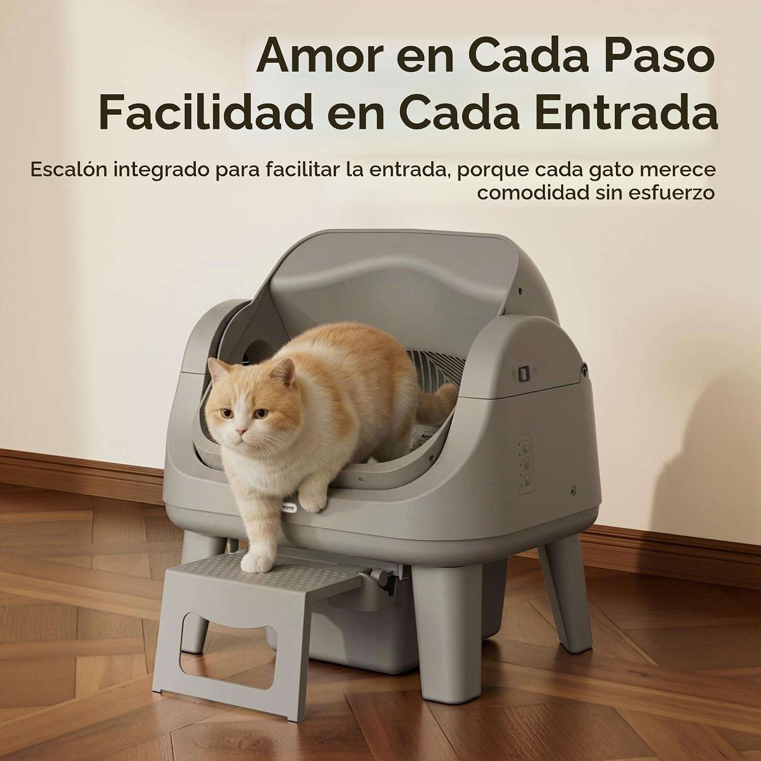 arenero automatico gatos autolimpiable abierto petpivot 54x40x55 centimetros sin wifi ideal para chile