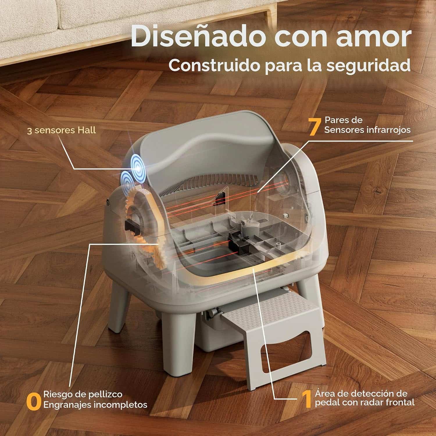arenero automatico gatos autolimpiable abierto petpivot 54x40x55 centimetros sin wifi ideal para chile
