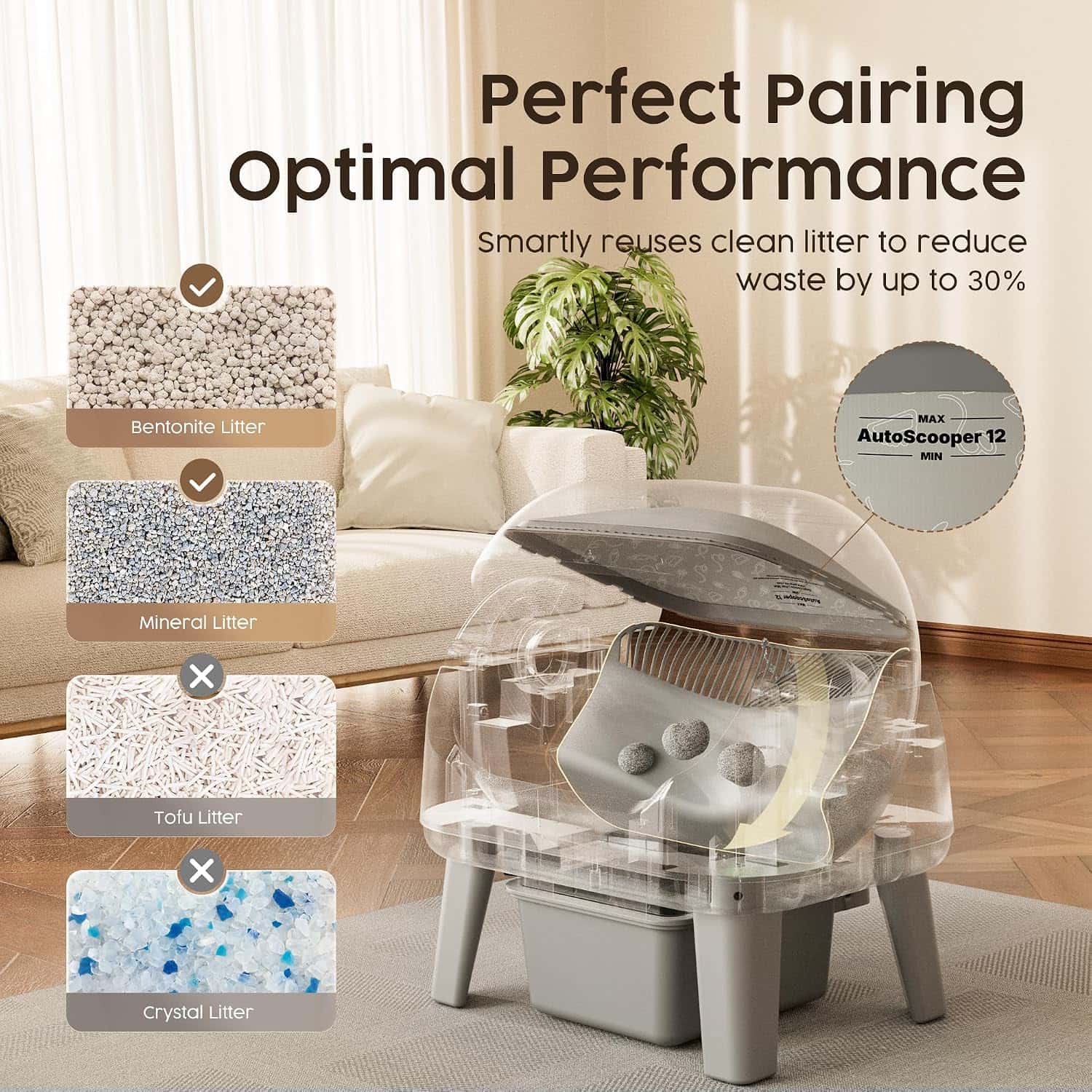 arenero automatico gatos autolimpiable abierto petpivot 54x40x55 centimetros sin wifi ideal para chile