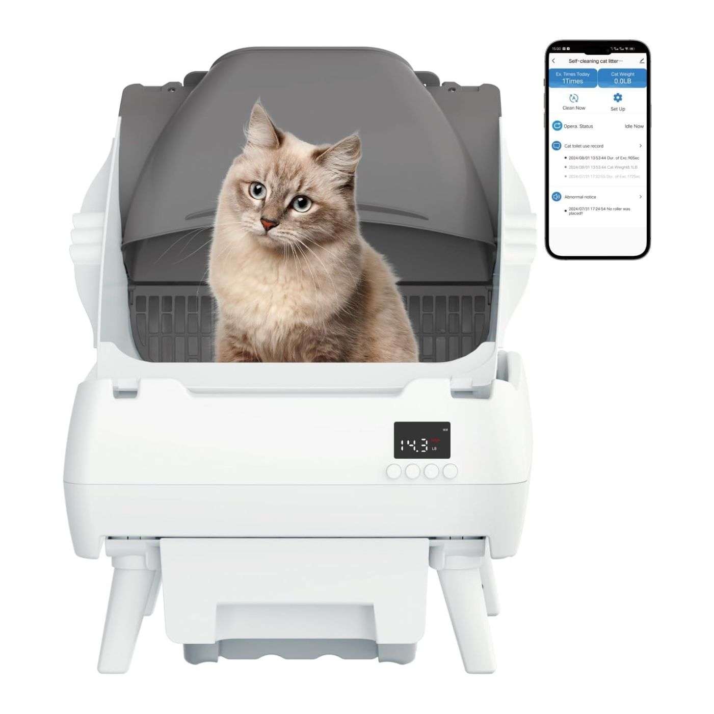 arenero automatico gatos abierto wifi 37x52x52 centimetros blanco ideal para chile
