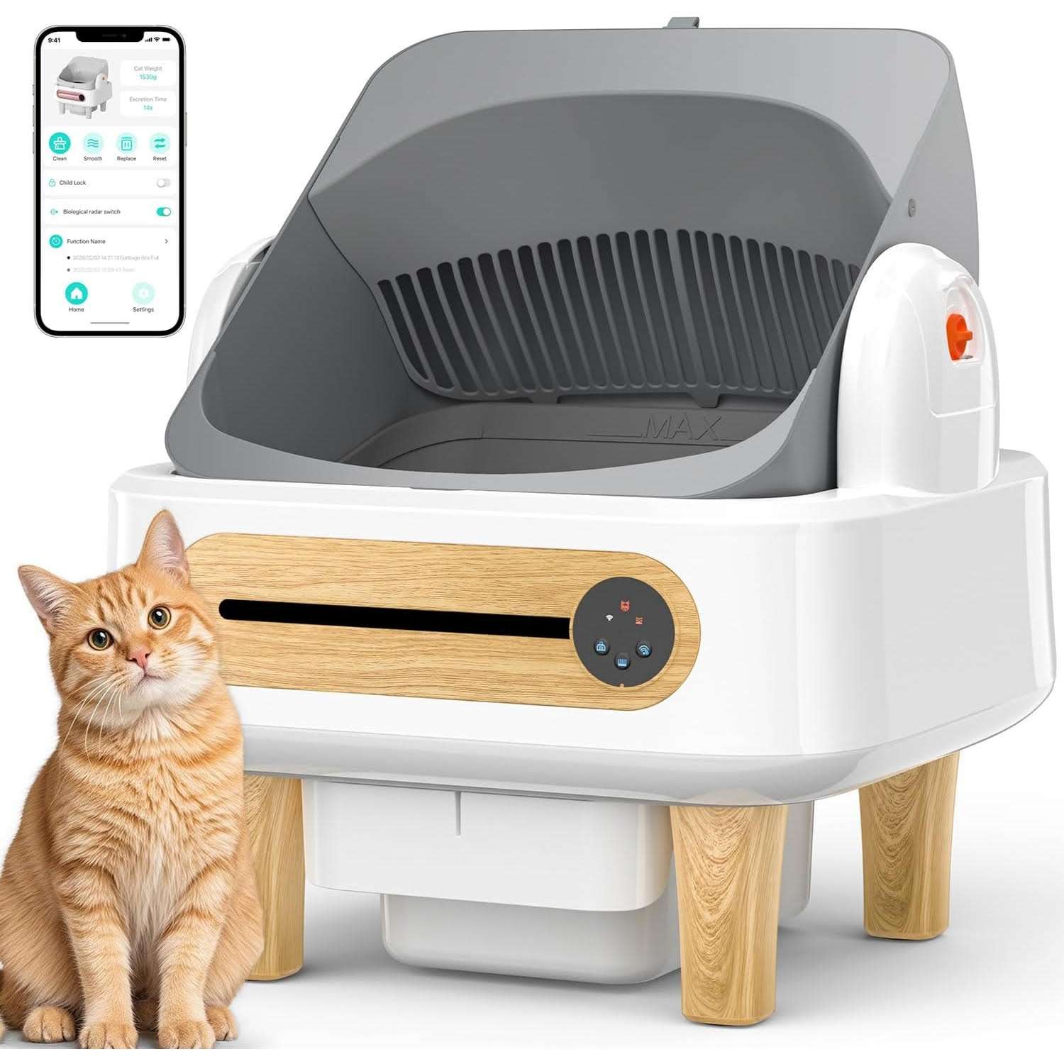 arenero automatico gatos abierto wifi 48x47x24 centimetros 12 litros autolimpiable ideal para chile