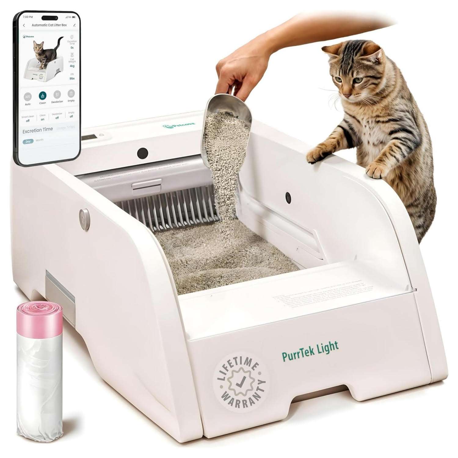 arenero automatico gatos autolimpiable wifi 74x46x25 centimetros control olores ideal para chile