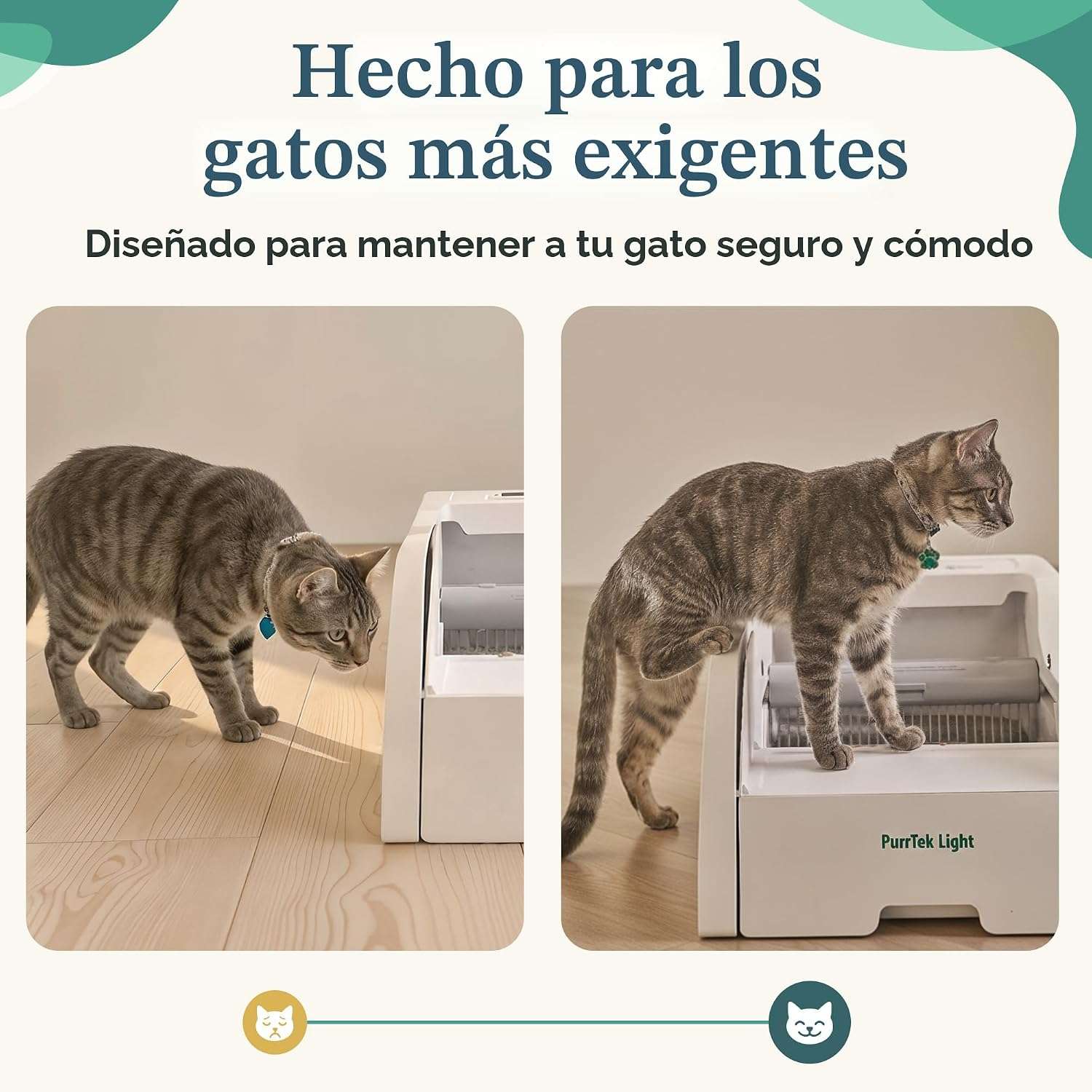 caja de arena autolimpiante inteligente para gatos con rastrillo automático, sensores de seguridad y control por aplicación