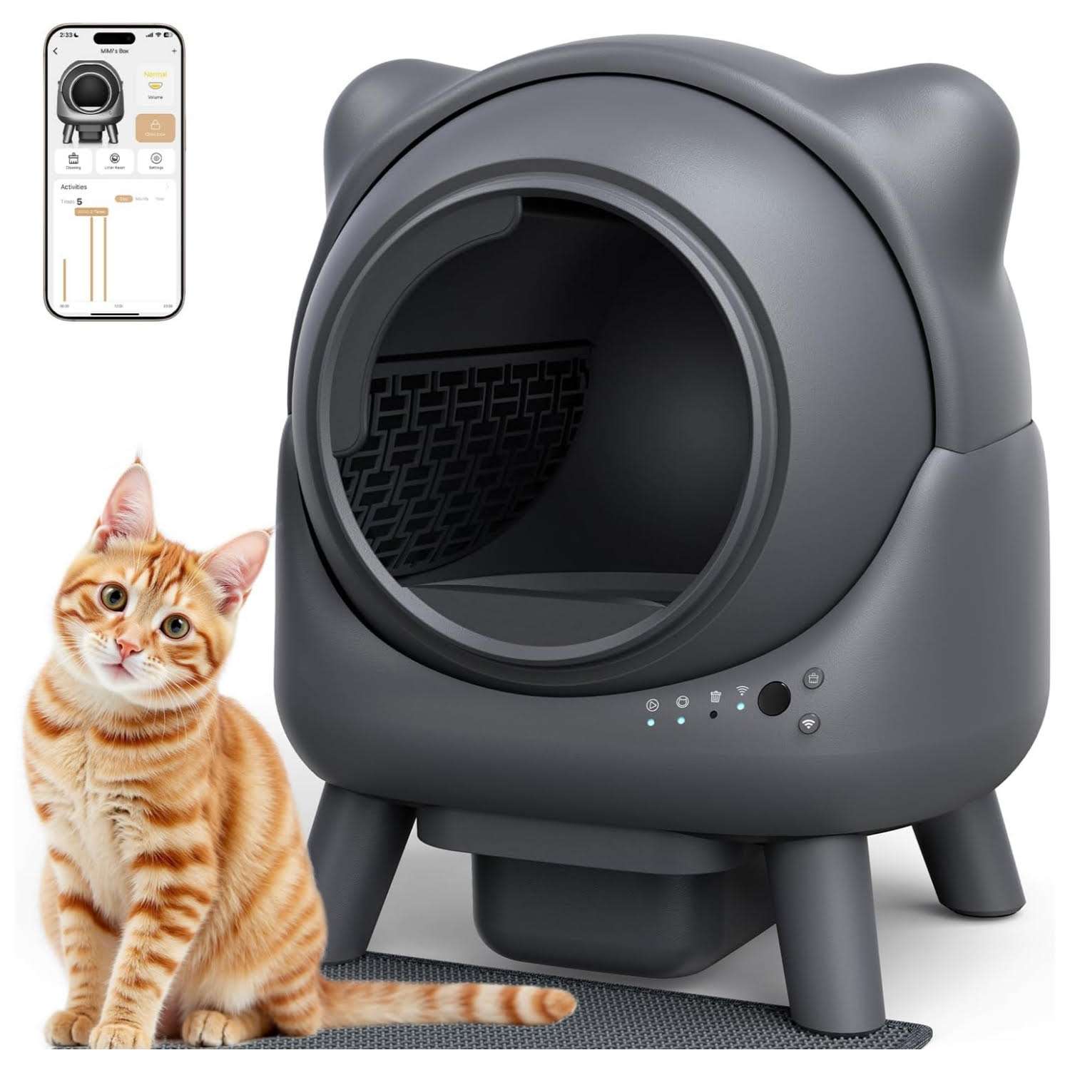 arenero automatico gatos autolimpiable wifi 58x56x53 centimetros control olores ideal para chile