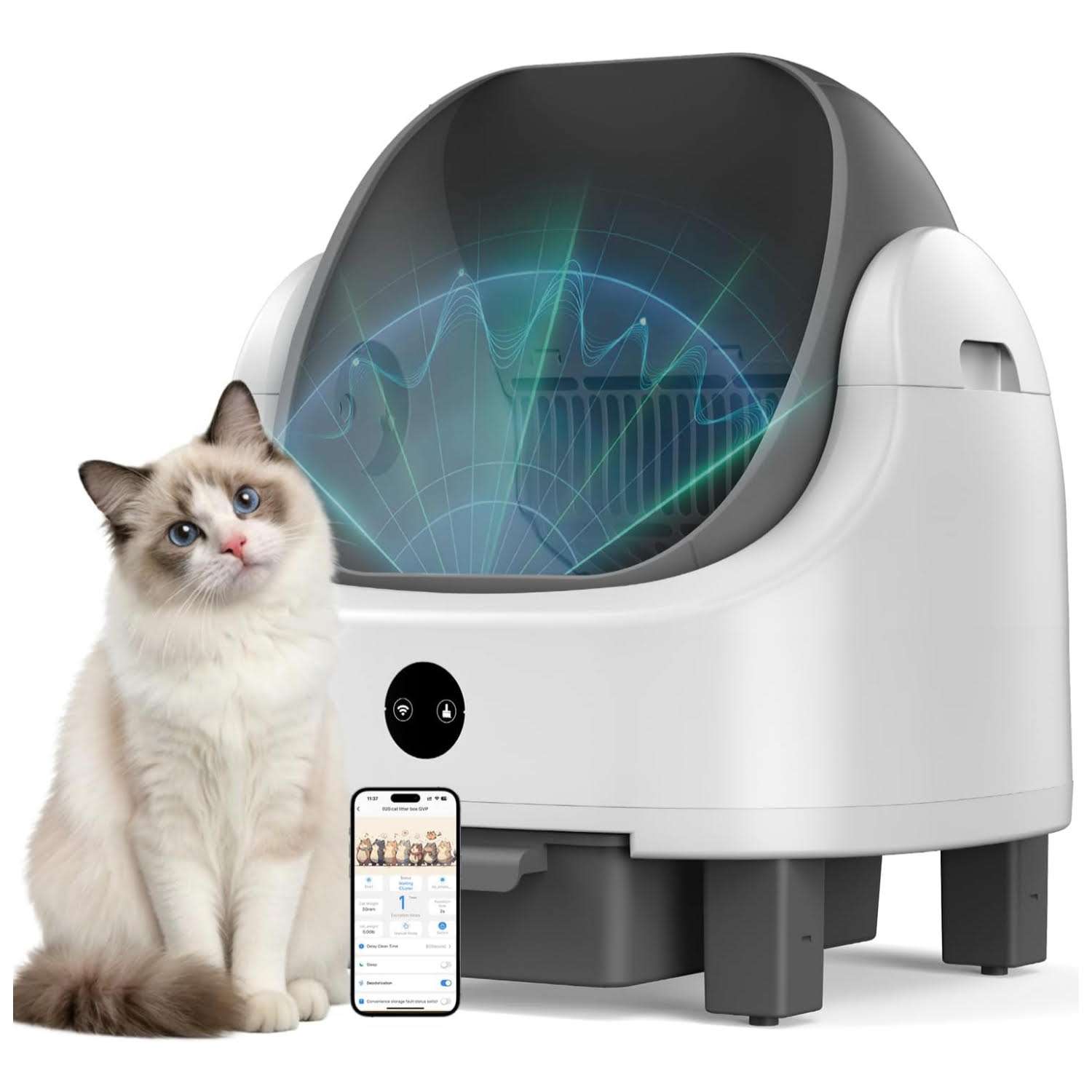 arenero automatico gatos autolimpiable wifi 54x50x55 centimetros control olores ideal para chile