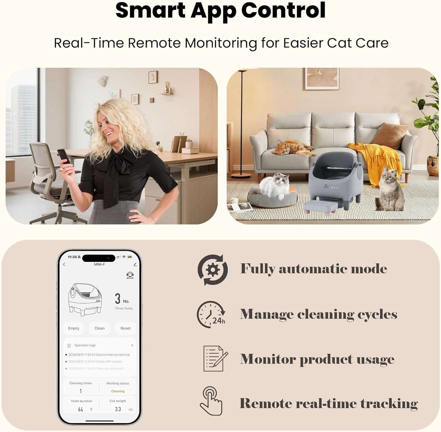 baño automatico gatos con escalon wifi 53x45x54 centimetros autolimpiable ideal para chile