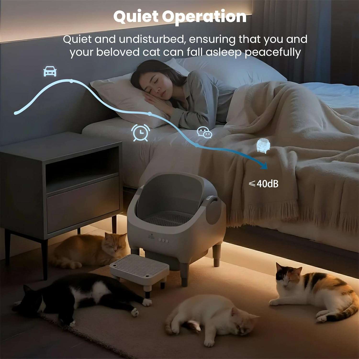 baño automatico gatos con escalon wifi 53x45x54 centimetros autolimpiable ideal para chile