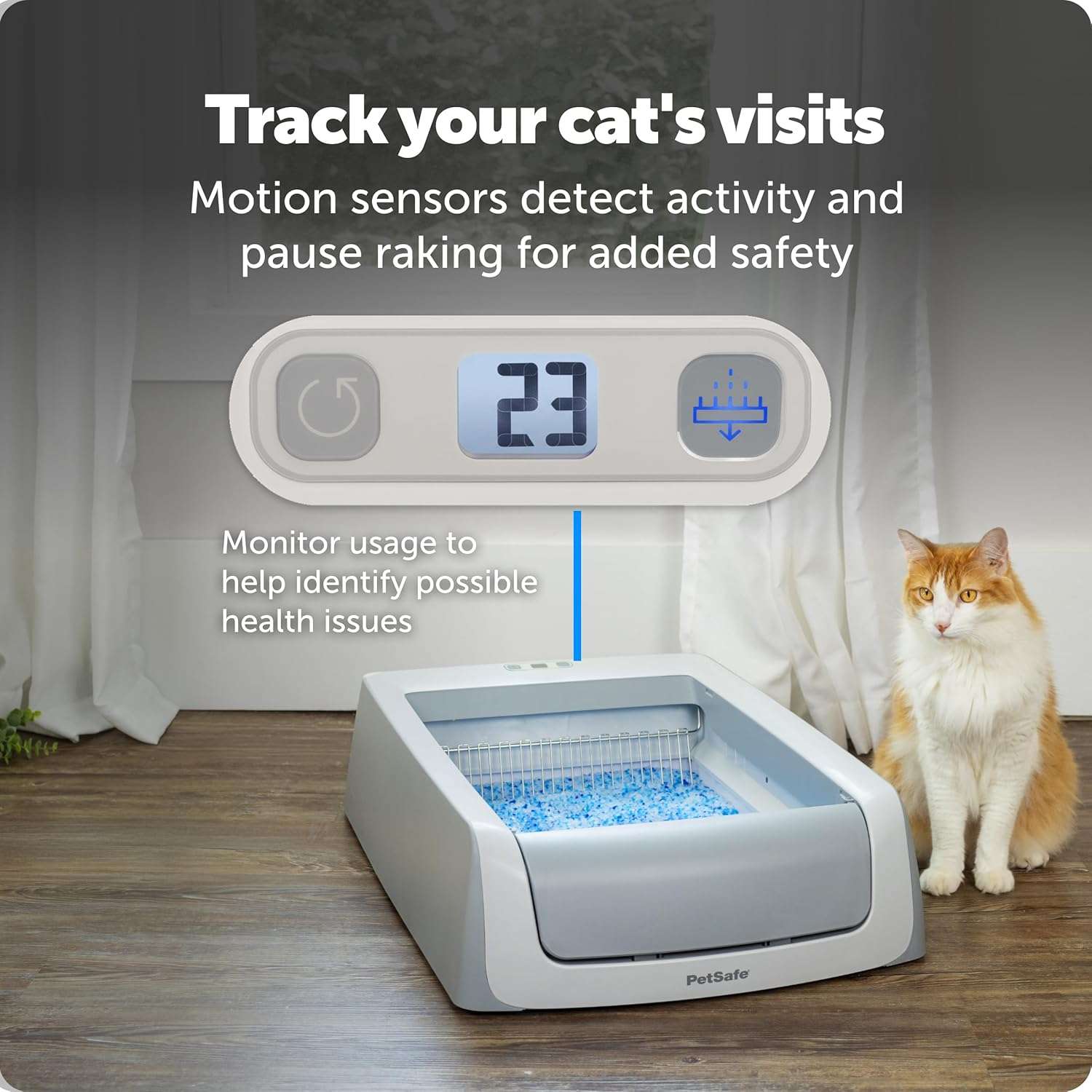 caja de arena autolimpiante automática sin tapa para gatos con arena de cristal y sensores de movimiento