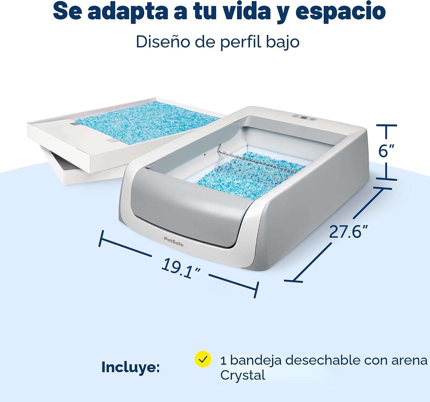 caja de arena autolimpiante automática sin tapa para gatos con arena de cristal y sensores de movimiento