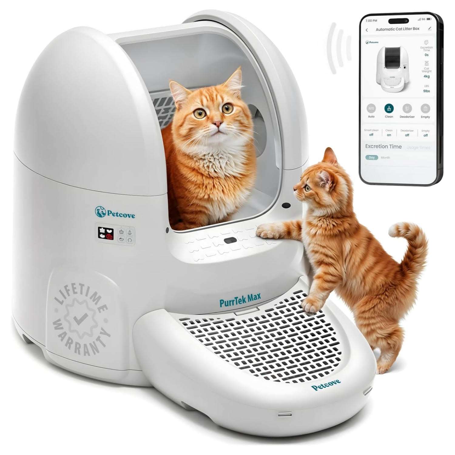 arenero automatico gatos autolimpiable wifi 65x64x66 centimetros control olores ideal para chile