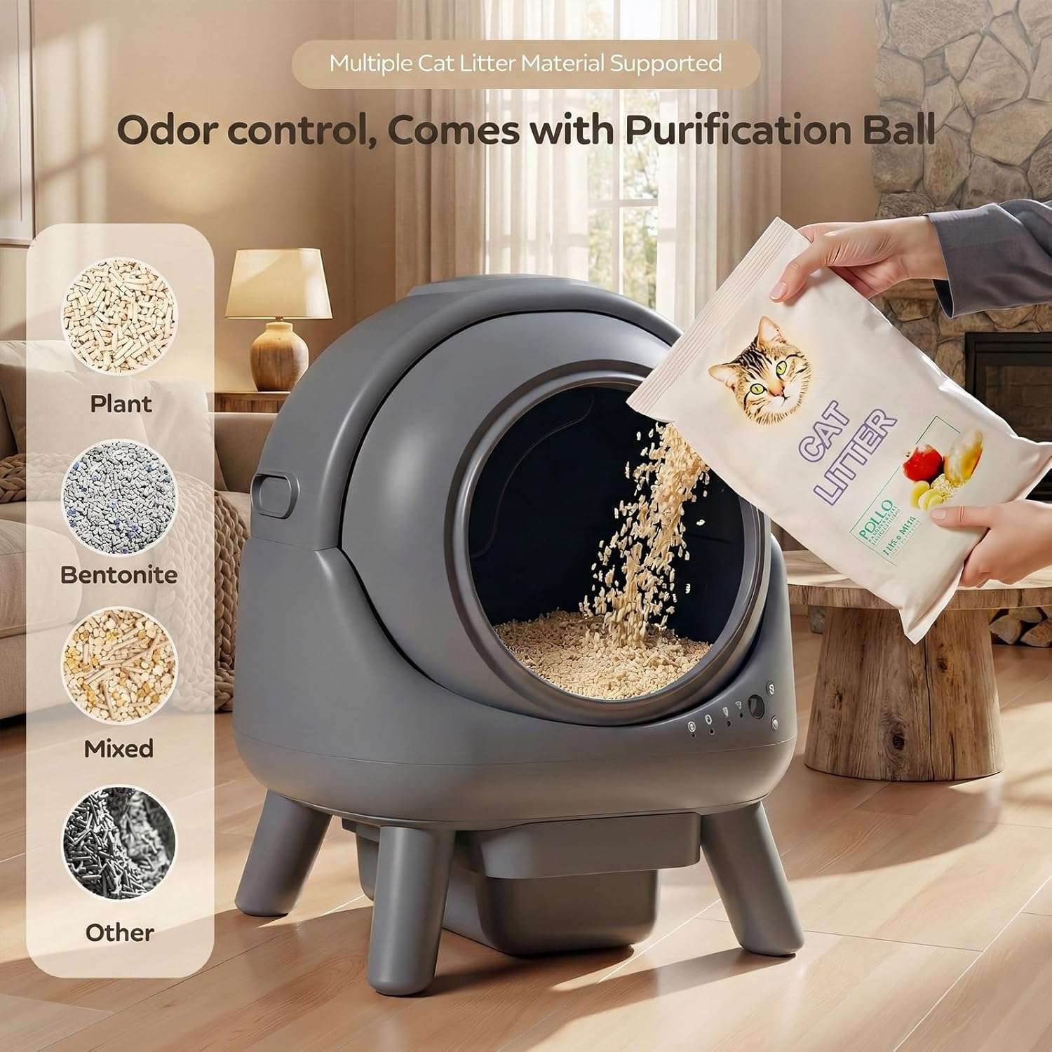 arenero automatico gatos autolimpiable wifi 54x50x41 centimetros sensores seguridad ideal para chile