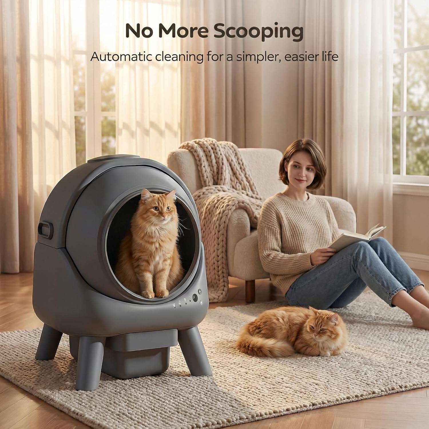 Arenero Automático Inteligente Para Gatos Control Aplicación wifi 54x50x41 cm - Imagen 4