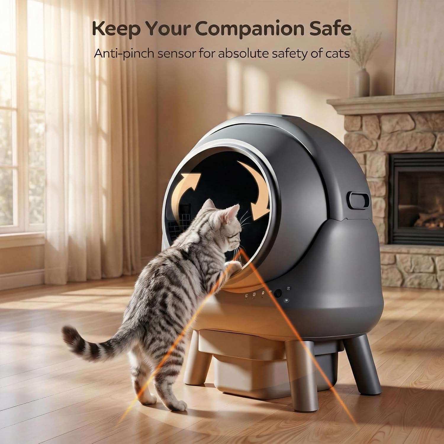 arenero automatico gatos autolimpiable wifi 54x50x41 centimetros sensores seguridad ideal para chile