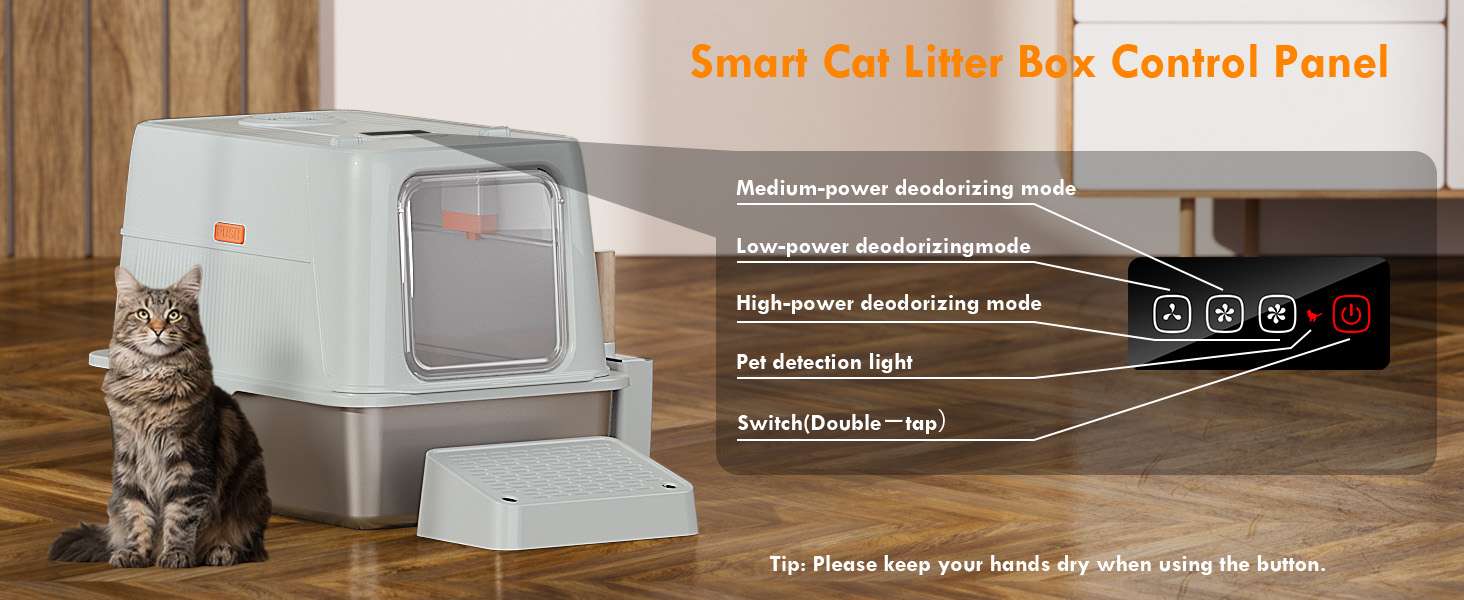 arenero inteligente acero inoxidable gatos grandes 60x40x38 centimetros control olores ideal para chile