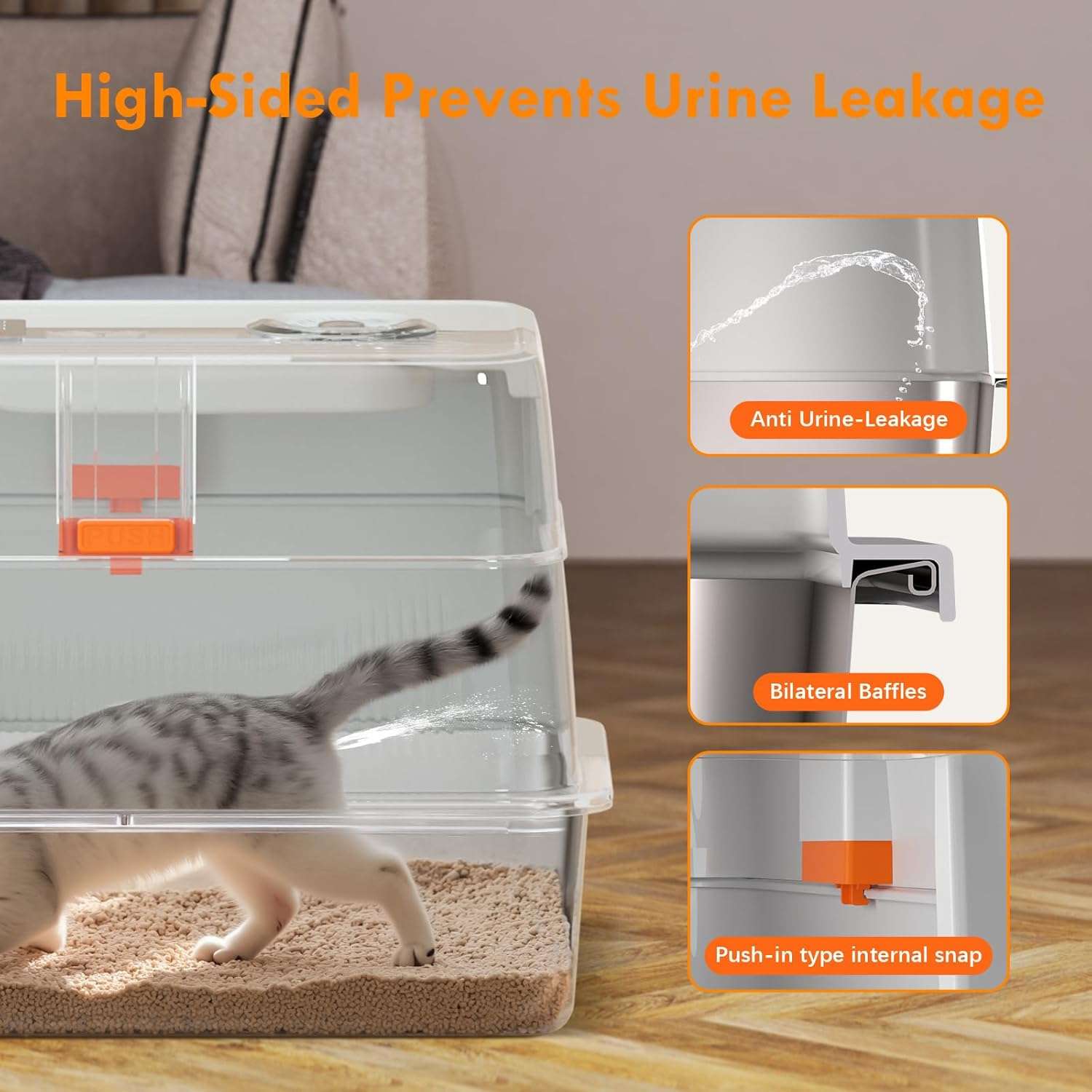 arenero inteligente acero inoxidable gatos grandes 60x40x38 centimetros control olores ideal para chile