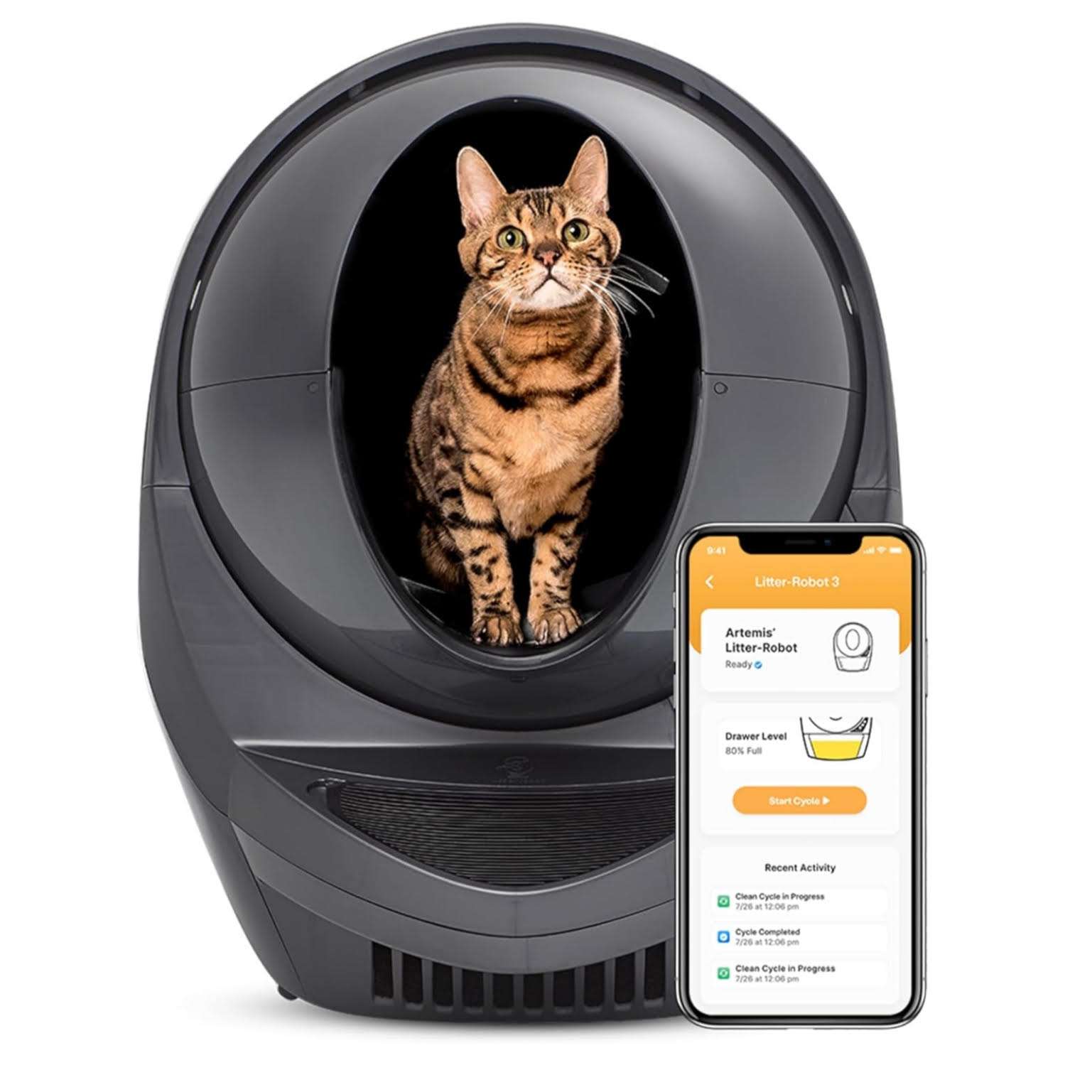 arenero automatico gatos autolimpiable litter robot 3 gris wifi 62x69x75 centimetros ideal para chile