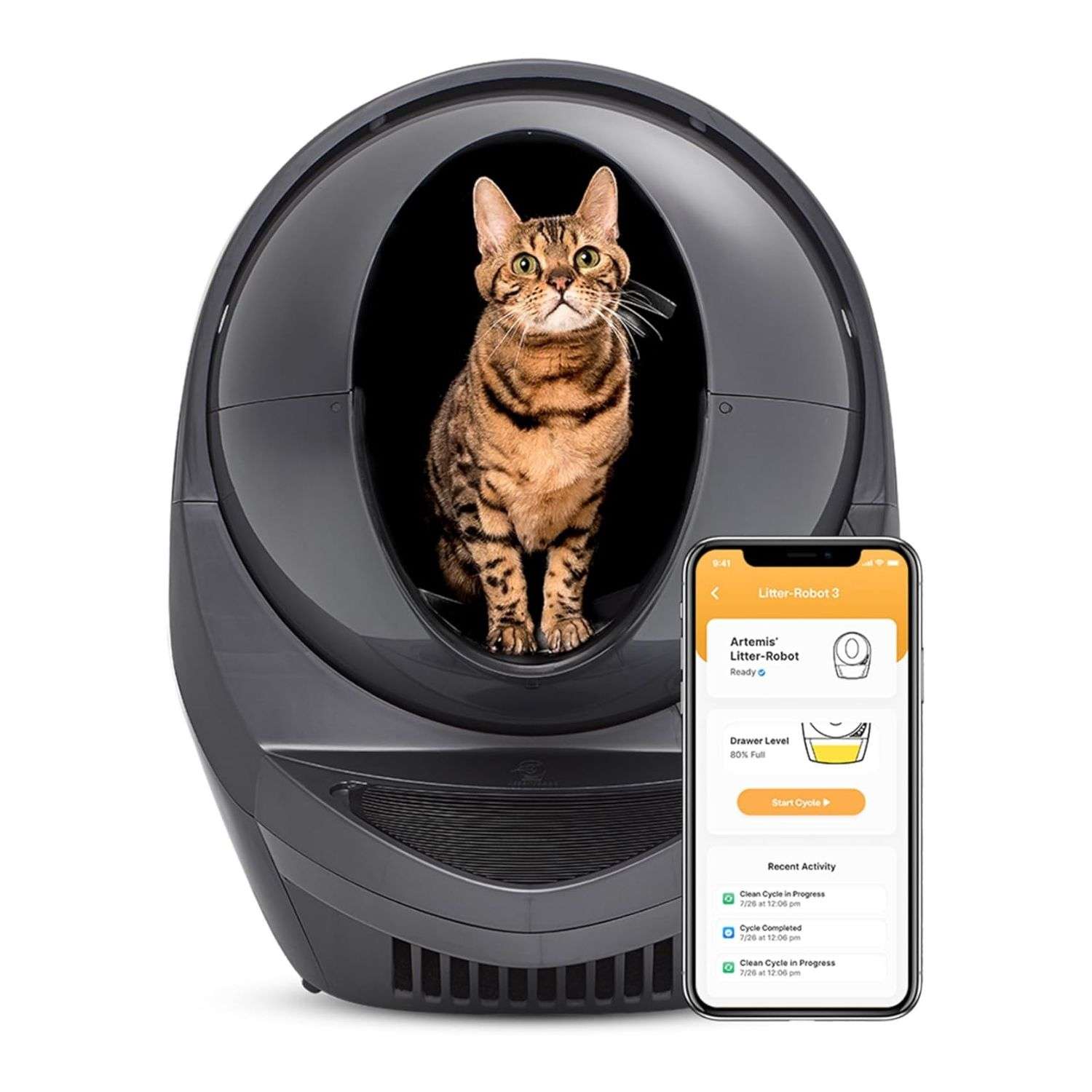 arenero automatico gatos autolimpiable litter robot 3 gris wifi 62x69x75 centimetros ideal para chile