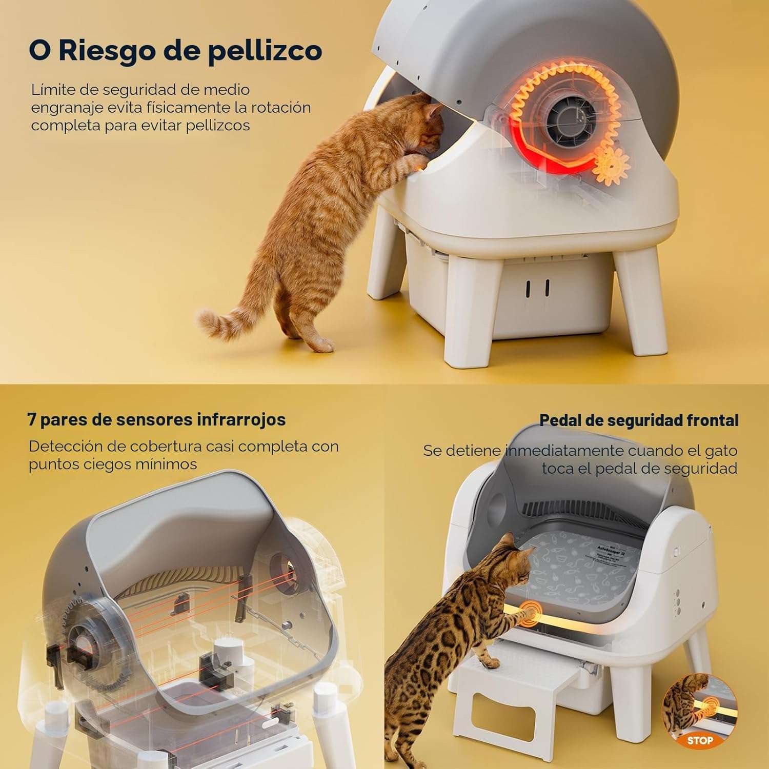 arenero automatico gatos autolimpiable abierto 54x40x55 centimetros sin wifi ideal para chile