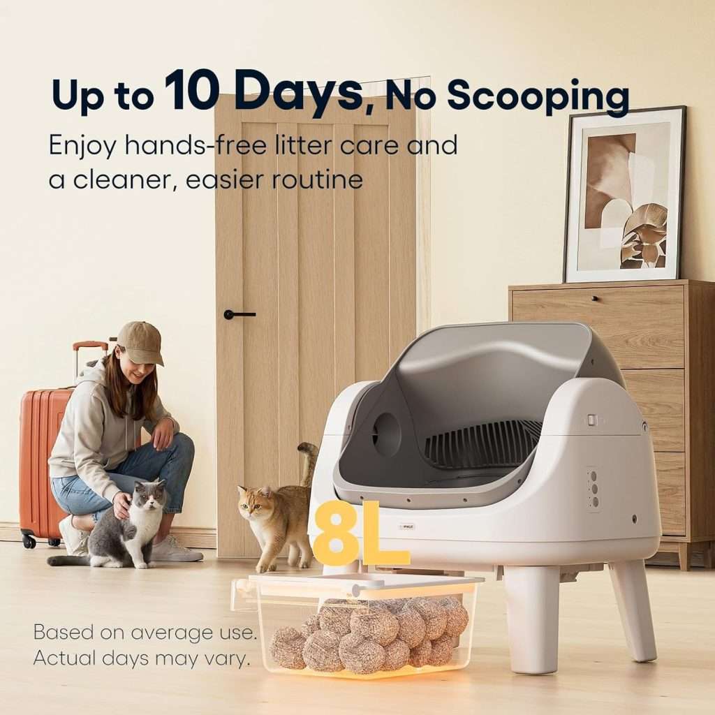 arenero automatico gatos autolimpiable abierto 54x40x55 centimetros sin wifi ideal para chile
