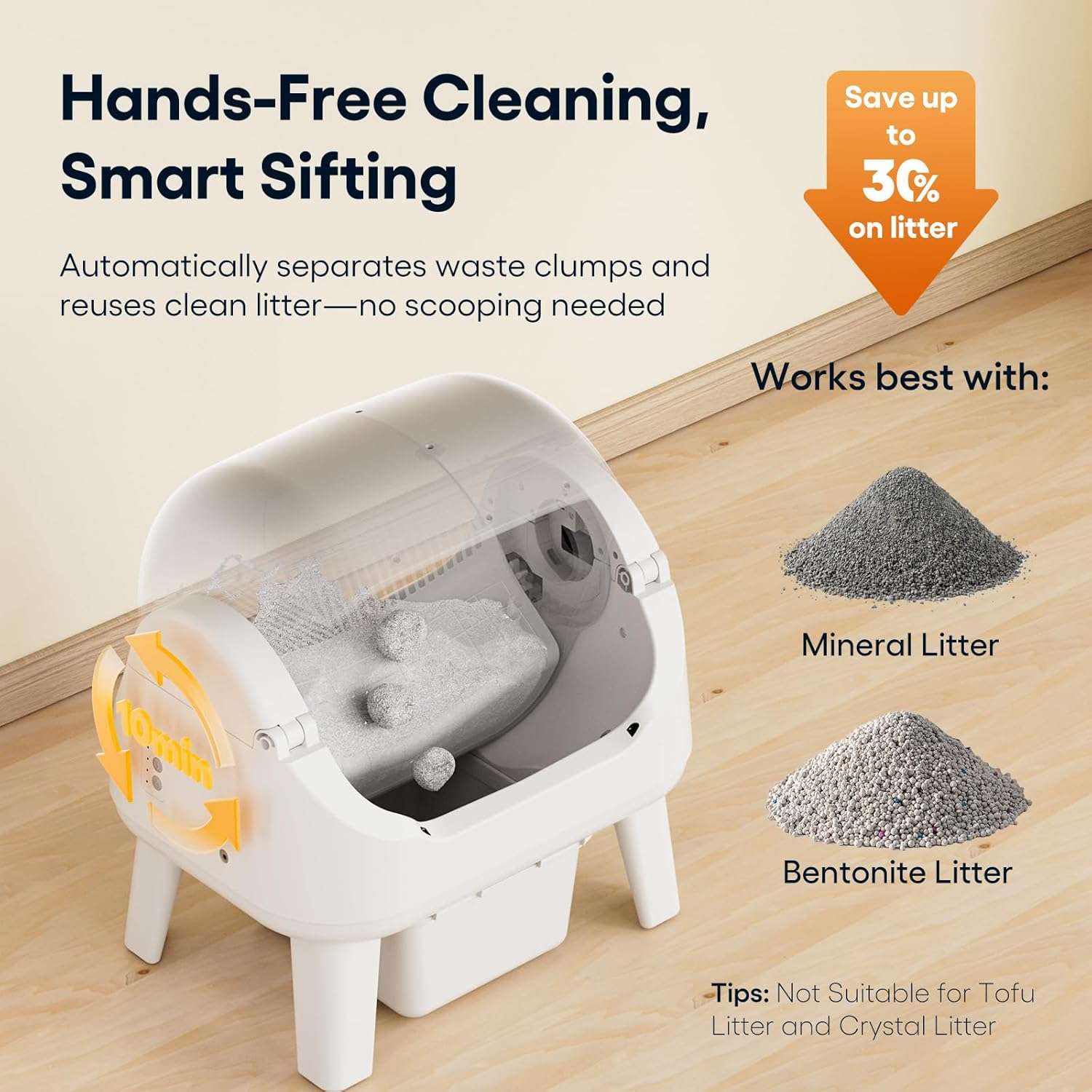 arenero automatico gatos autolimpiable abierto 54x40x55 centimetros sin wifi ideal para chile