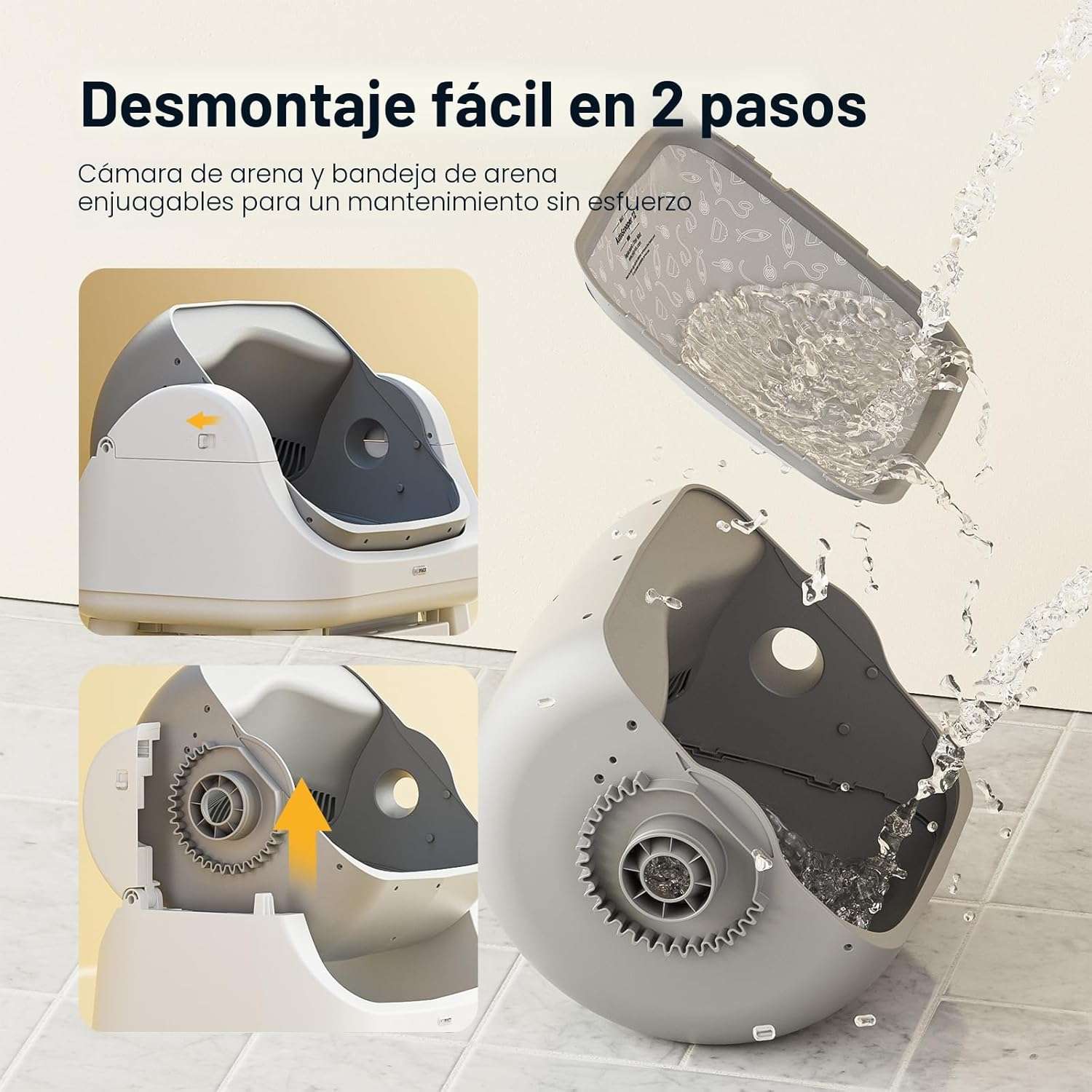 arenero automatico gatos autolimpiable abierto 54x40x55 centimetros sin wifi ideal para chile