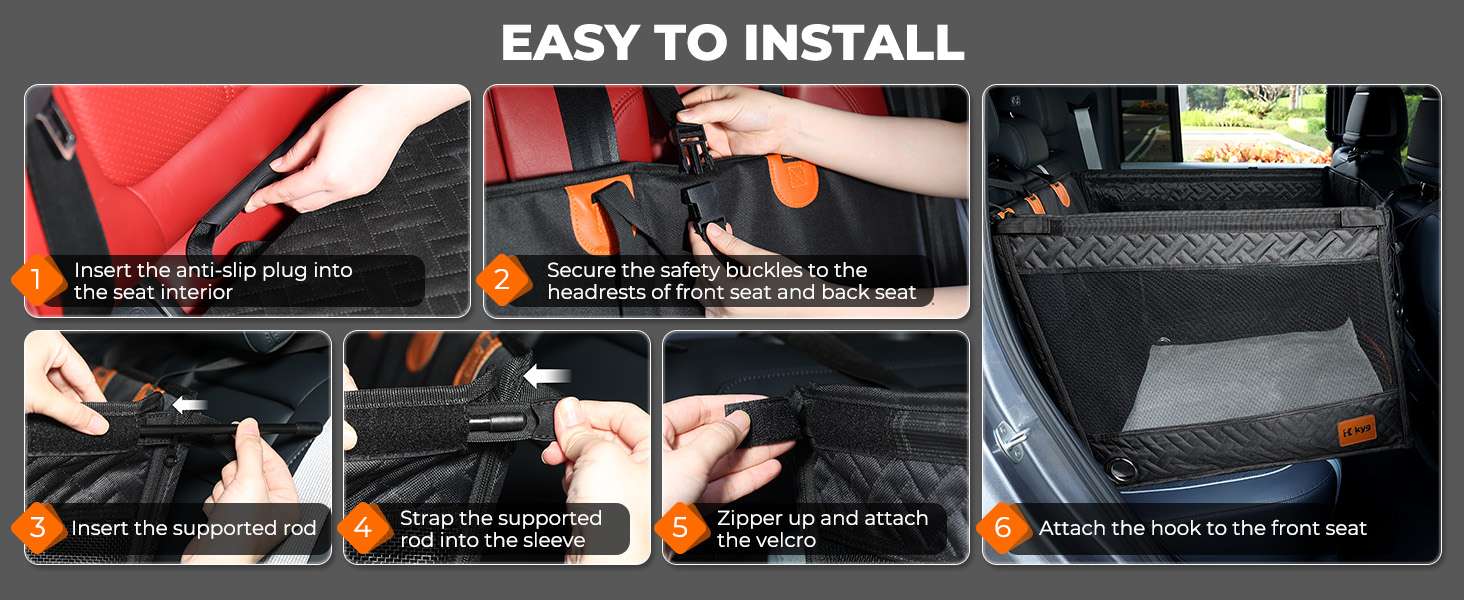 Asiento extensor de auto para perros grandes impermeable y plegable en el asiento trasero.