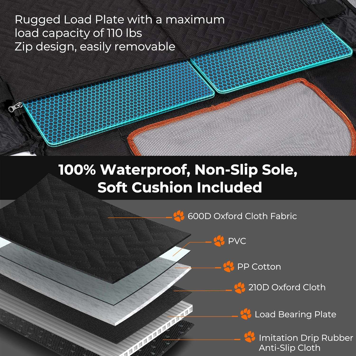 Asiento extensor de auto para perros grandes impermeable y plegable en el asiento trasero.