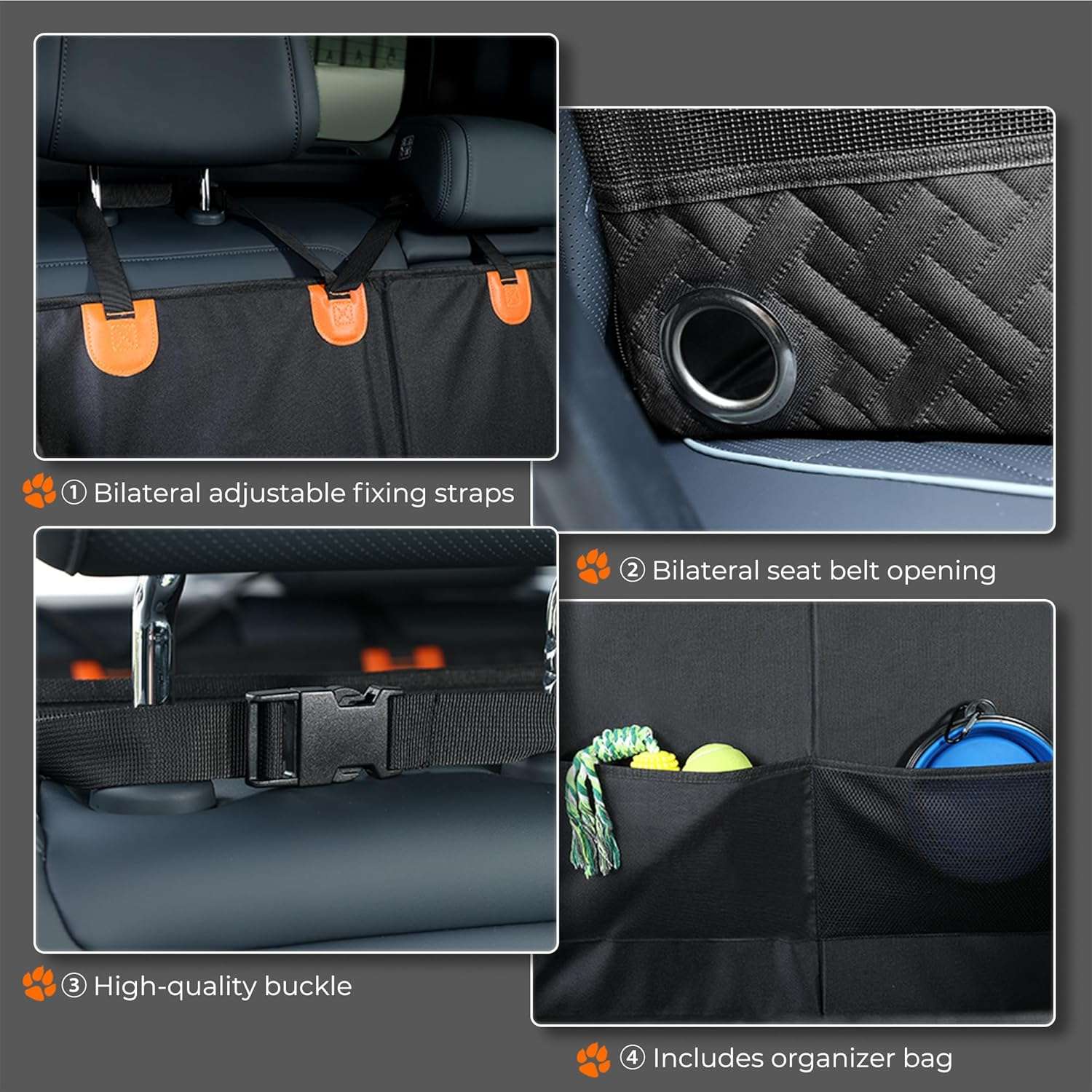 Asiento extensor de auto para perros grandes impermeable y plegable en el asiento trasero.