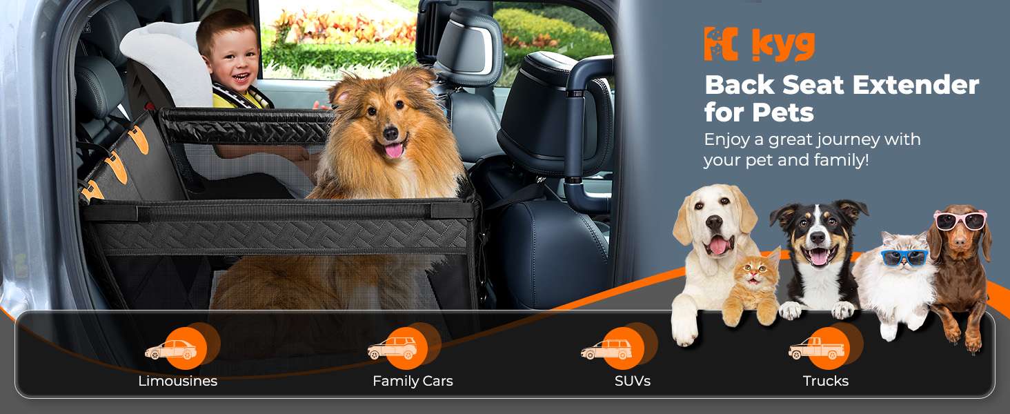 Asiento extensor de auto para perros grandes impermeable y plegable en el asiento trasero.
