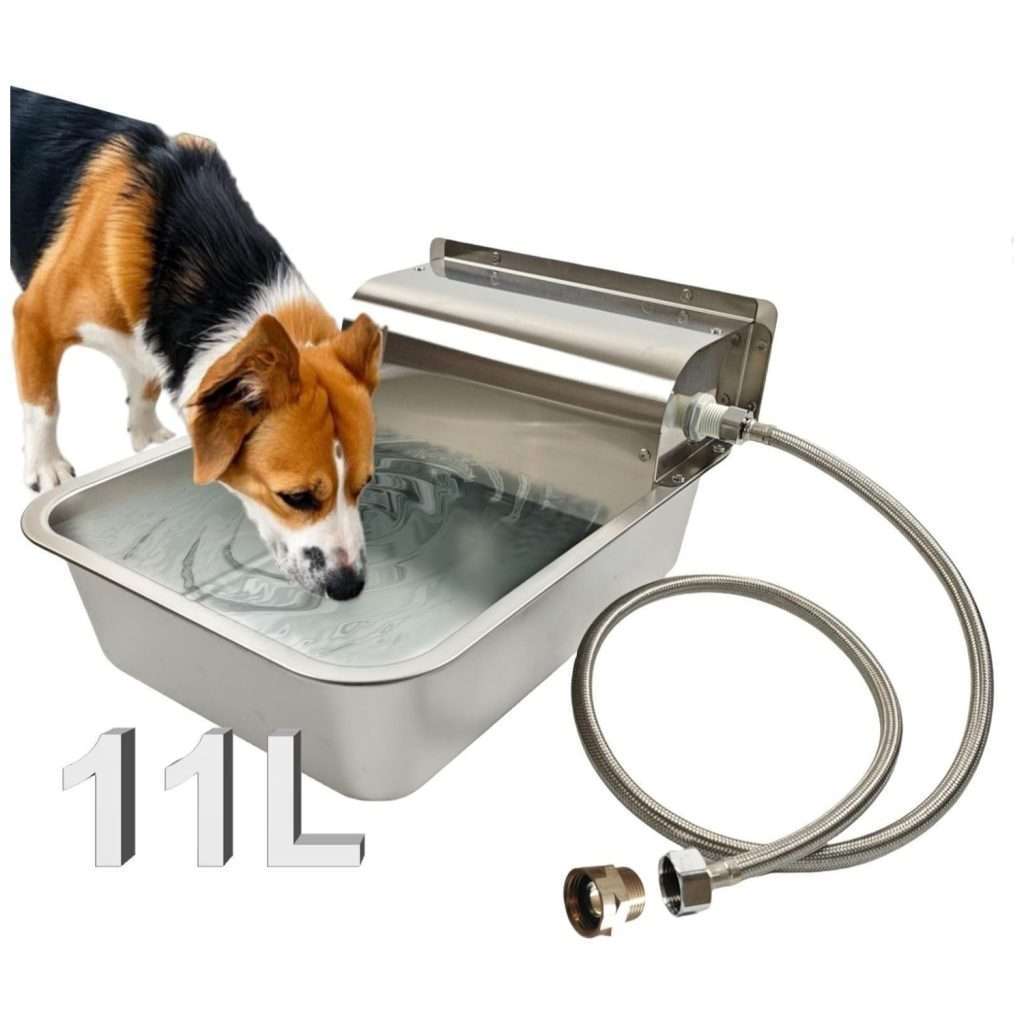 Bebedero automatico de acero inoxidable 304 de 9 y 11 litros con sistema de llenado de flotador para perros grandes y ganado.