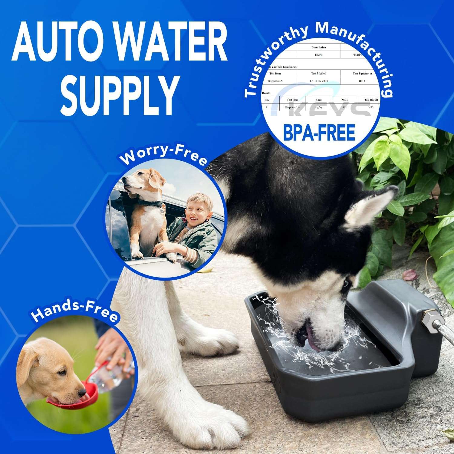 Bebedero automatico de exterior de 4 litros con conexion a manguera para perros y aves.